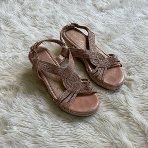 Silver Slippers Pink Glitter Espadrille Wedges Girls 2M